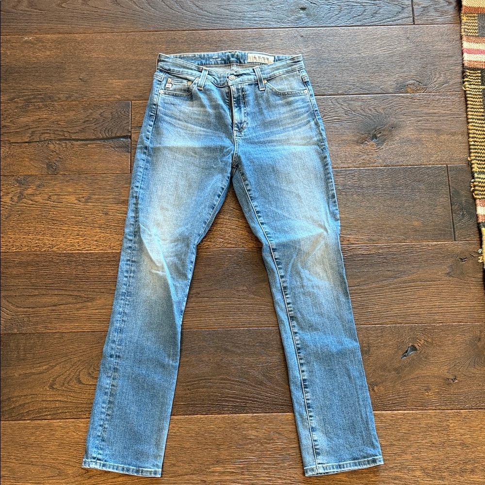Ag Adriano Goldschmied Women’s Straight Leg Jeans in Light Blue Wash